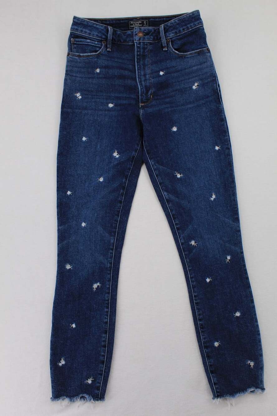 Abercrombie & Fitch Simone High Rise Ankle Jeans Size 27 4L Blue Floral